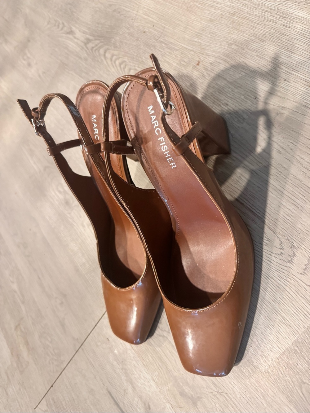 Marc Fisher Cognac Slingback Block Heel Pumps